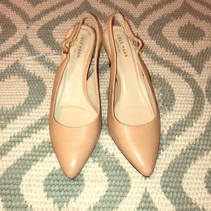 Cole Haan nude kitten heel sling back shoes